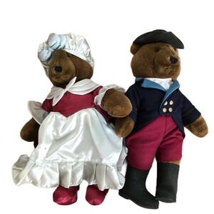 Vtg Teddy Bear George and Martha Washington President Carousel by Guy Plush 1985